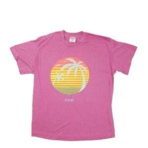 Vintage 80s Florida Single Stitch T Shirt Women's XL Pink Retro Made in USA